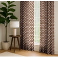 thumbnail image 4 of Vargottam Cotton Curtains for Windows - 3-in-1 Rod Pocket/Back Tab Short Window Drapes - Light Filtering Cotton Panels - Set of 2, 52"x63" - Monochrome Tropical Print (Brown), 4 of 8