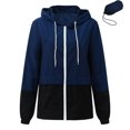thumbnail image 3 of Opperiaya Women Packable Rain Jacket Outdoor Color Block Hooded Windbreaker, 3 of 3