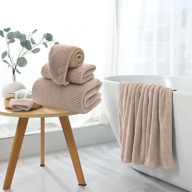 Dvkptbk Extra Large Bath Towel Shower Cap Set Of 3 Oversized Bath Sheet Super Soft Absorbent Bathroom Towel Set Microfiber Dry Shower Towel for Hotel Bath Gym