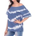 thumbnail image 1 of Women Gradient Tie-Dye Printed Pocket Side Split Crew Neck Short Sleeves Shirt, 1 of 7