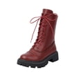 thumbnail image 2 of zhenglin Bottines à Lacets pour Femmes à Talon Bas Bout Rond - Bottillons Décontractés Style Britannique Audacieux pour l'Automne et l'Hiver, Design Tendance Chic Polyvalent avec Esthétique Douce et Cool, 2 of 7