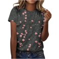 thumbnail image 1 of Pisexur Hauts d'Été pour Femmes, Blouses Habillées Décontractées pour Femmes, Hauts à la Mode pour Femmes, Chandail Décontracté Imprimé à Manches Courtes Col Rond, Grandes Tailles pour Femmes Multicolore, 4TG, 1 of 1