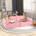 thumbnail image 2 of Gymax 8 Pcs Kids Play Couch Convertible Sectional Floor Sofa w/Removable Suede Cover, 2 of 10