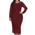 thumbnail image 1 of LSLJS Femmes de la Mode Évider Dentelle Longue Dress à Manches Longues Soirée Dress, Robes de Cocktail for Women Soirée, 1 of 5