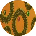 thumbnail image 1 of Ahgly Tapis Rond Lavable en Machine Intérieur Transitionnel Brun Selle, 8 Pieds Rond, 1 of 7