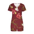 thumbnail image 3 of Cameland Ensemble 2 Pcs pour Femme, Col en V, Manches Courtes, Pyjama de Maison Confortable, Ensemble de Sport, 3 of 4