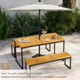 thumbnail image 2 of Costway Acacia Wood Dining Table for 6 People 55" Rectangle Patio Table with Umbrella Hole, 2 of 9