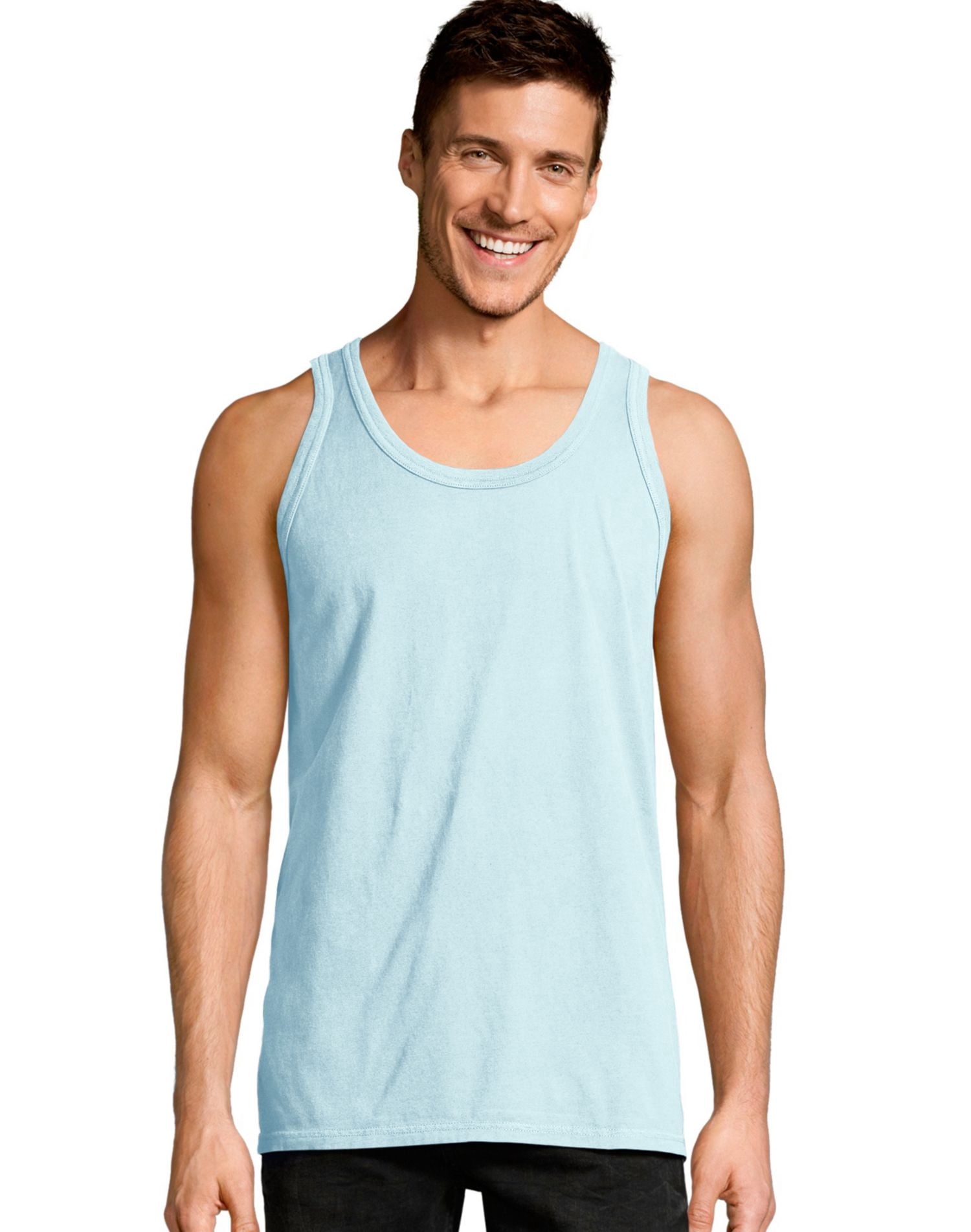Hanes Mens ComfortWash Garment Dyed Sleeveless Tank Top, M, Soothing Blue