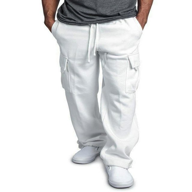 Men‘s Casual Gym Cargo Combat Straight Loose Jogger Sweat Track Pants