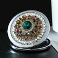 thumbnail image 2 of Amanman Pocket Mirror for Women 1x/2x Vintage Compact Mirror for Purses Hand Made Small Round Mirror Mini Mirror Women Travel Makeup Mirror (Green Stone), 2 of 7