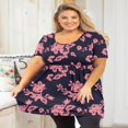 thumbnail image 2 of Tunique Grande Taille pour Femmes Manches Courtes Roses Vertes Hauts 3X Col Rond Vêtements Été Fluide Vêtements de Maternité Chemise, 2 of 6