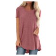 thumbnail image 2 of TIMIFIS T-Shirt pour Femmes à Col Rond, Manches Courtes, Imprimé Floral, Ourlet Asymétrique, 2 of 4