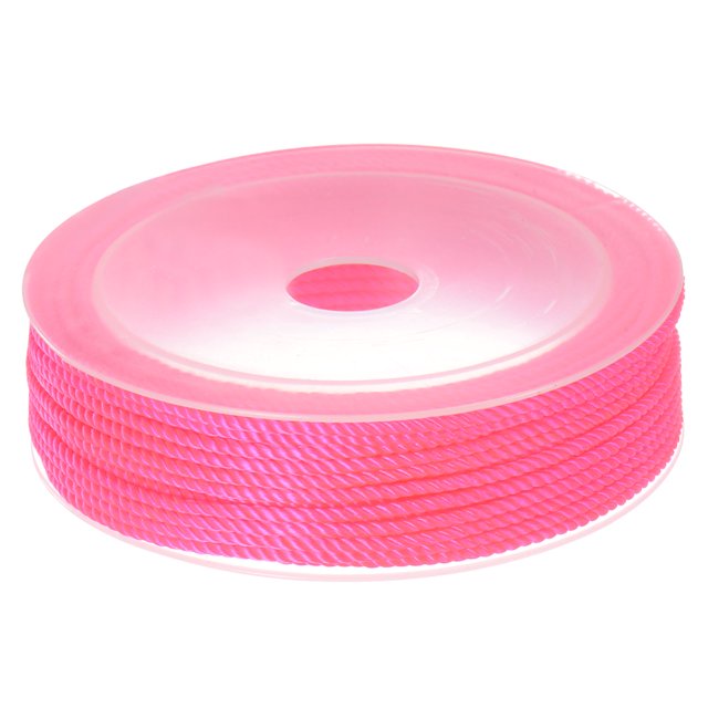 Unique Bargains Twisted Nylon Twine Thread Beading Cord 2mm 13M/43 Feet Extra Strong Braided Nylon String, Hot Pink