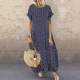 thumbnail image 1 of EIMELI Robe Décontractée pour Femmes Robe Décontractée pour Femmes à Pois Manches Courtes Col Rond Robe Maxi Vêtements pour Femmes G Noir, 1 of 3