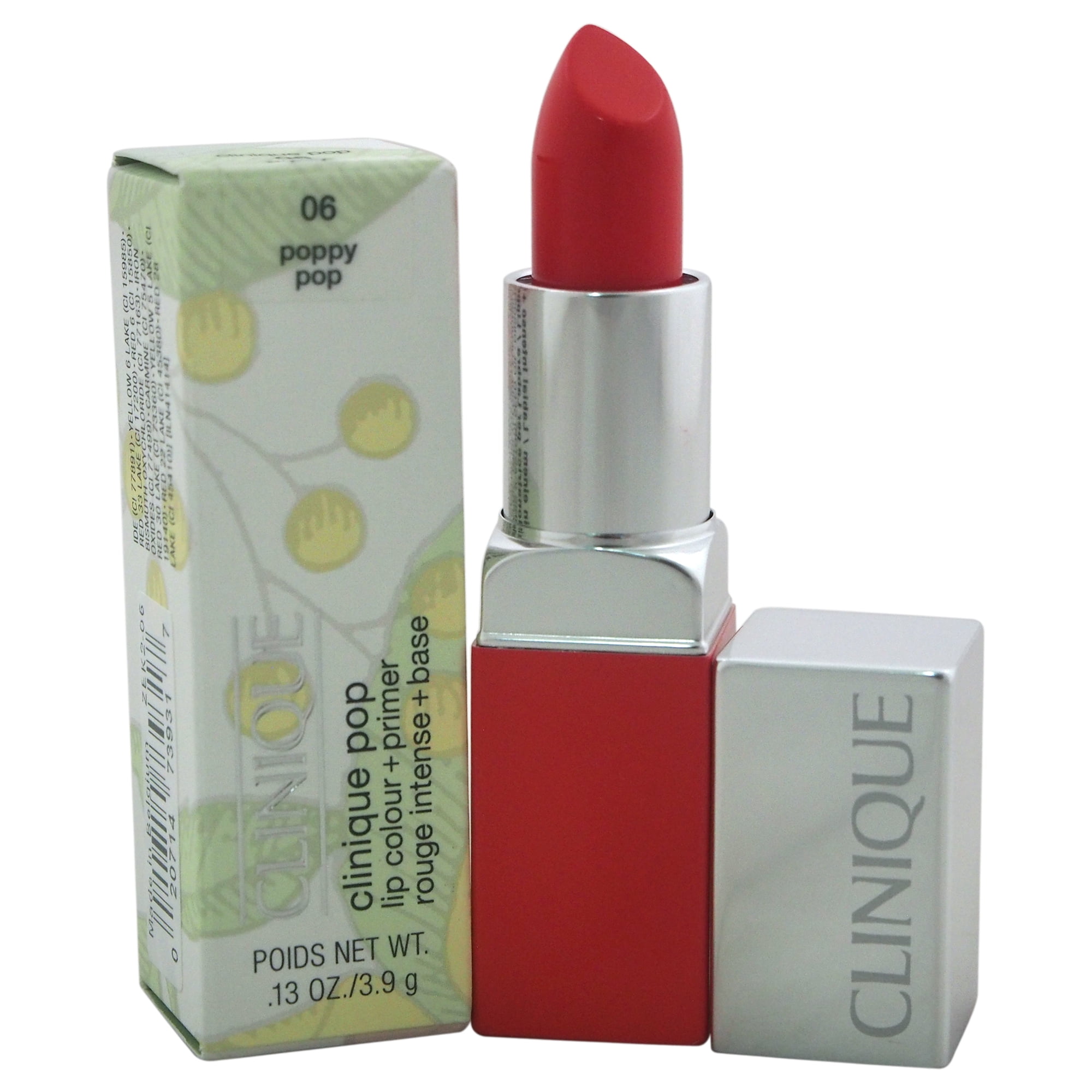 Clinique Pop Rouge à Lèvres + Base de Teint - No 06 Poppy Pop par Clinique pour Femmes - Rouge à Lèvres 0,13 oz