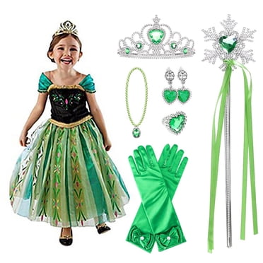 KAWELL Princess Dresses Birthday Dress up for Little Girls with Crown,Magic Wand,Gloves Accessories for Child 2t