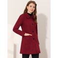 thumbnail image 3 of INSPIRE CHIC Manteau Trench d'Hiver pour Femme à Col Rabattu, Simple Boutonnage, Rouge Foncé, S, 3 of 6