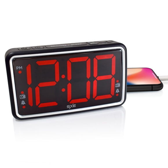 SXE 2.5" LED Clock Radio with 1 USB Charging Ports