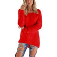 thumbnail image 1 of UKAP Ladies Jumper Tops Winter Warm Sweater Solid Color Pullover Baggy Loungewear Sweaters Red S, 1 of 1