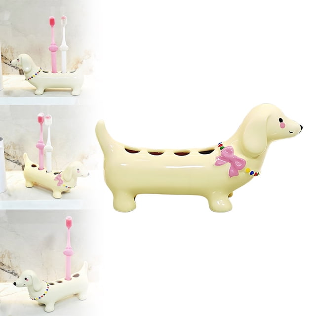 Stylish Ceramic Bathroom Organizer Design Toothbrush Holder with Four Compartments