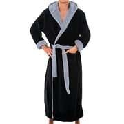 TIMIFIS Hooded Bathrobes for Men Shower Towel Kimonos Solid Color Sleeping Robes Loungewewar Casual Soft Comfy Sleepwear Midi Length Long Sleeve Loose Nightwear Robes Nightgowns