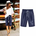 thumbnail image 2 of Plebaso Womens Casual Shorts Knee Length Rull up Printed Shorts Straight Summer Short Pants with Pockets, 2 of 3