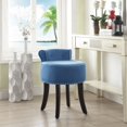 thumbnail image 1 of Inspired Home Bardot Velvet Vanity Stool Nailhead Trim Roll Back Bedroom, Slate Blue, 1 of 8