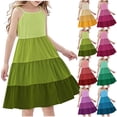 thumbnail image 1 of NJDVHB Robe d'Été pour Tout-Petit, Robe de Plage pour Fillette, Robe de Fête pour Fille, Robe d'Été Boho à Bretelles Décontractée Sans Manches à Étages Style Camisole pour Fillette, Rouge, 120, 1 of 5
