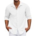 thumbnail image 1 of Yuyuzo Mens Shirts Long Sleeve Button down Open Front Lapel V Neck Blouse Solid Color Business Casual Fall Tops, 1 of 6
