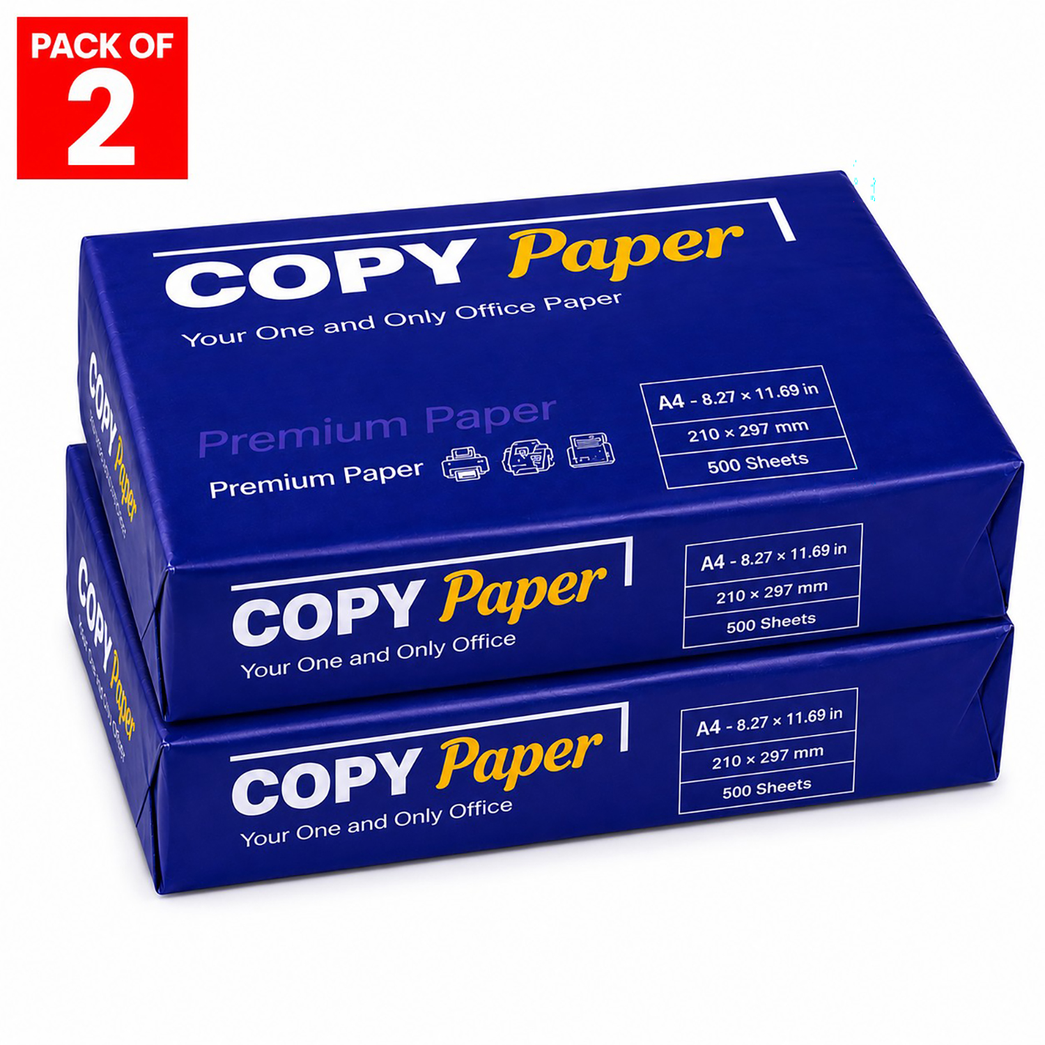 Copy Paper/Office Paper, White, 8.27 × 11.69 Inches (A4 Size), 92 Brightness, 500 Sheets/Ream, Pack of 2 Reams (Total 1,000 Sheets) - Packaging May Vary