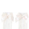 thumbnail image 3 of Little Girls Stockings  Plain Color/Patchwork Side Bow-Knot Midi Tube Socks  Breathable Elastic Knee-Length Socks, 3 of 5