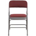 thumbnail image 3 of 4 Pk. HERCULES Series Curved Triple Braced & Double Hinged Burgundy Patterned Fabric Metal Folding Chair, 3 of 9