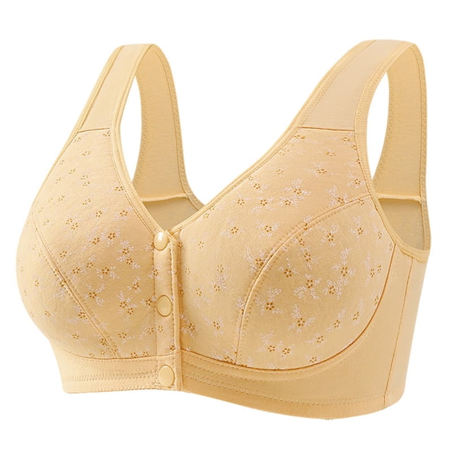 fheaev Front Open Button Bras for Women Plus Size Front Closure Wireless No Underwire Full Coverage No Underwire Bras for Seniors Comfort Front Close Push Up Lace Bras Sleeping Everyday Bras
