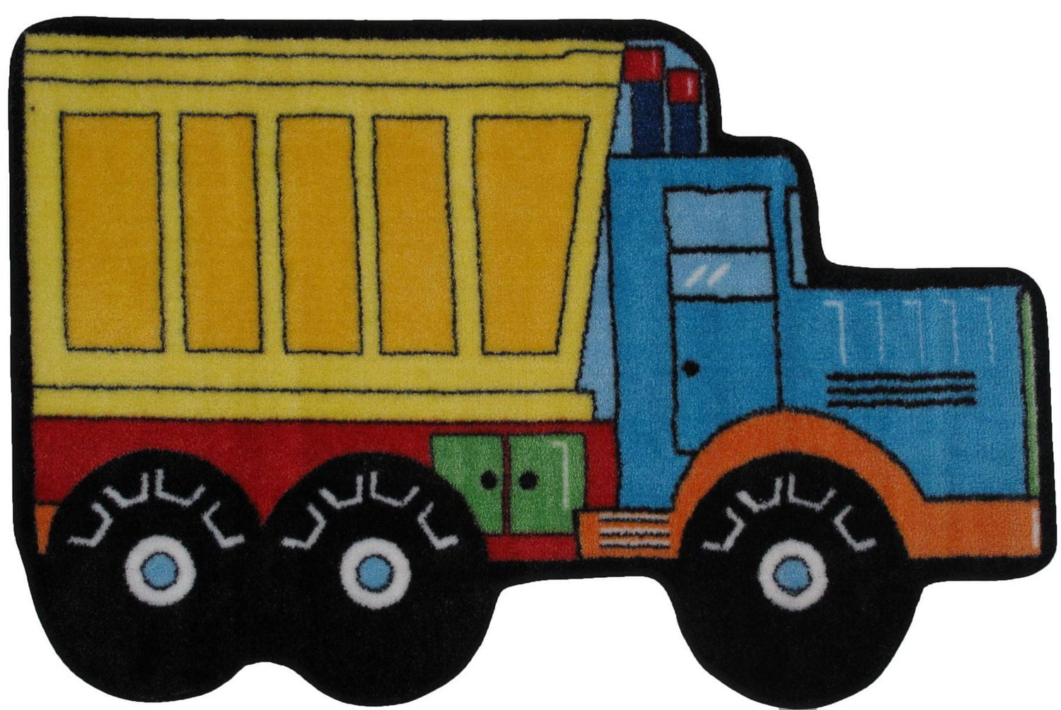 Tapis amusant pour enfant camion à benne multicolore nylon