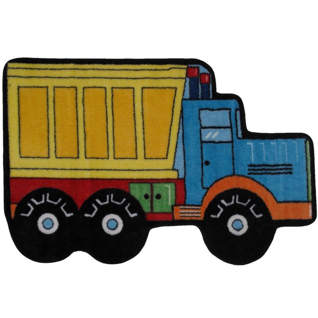 Tapis amusant pour enfant camion à benne multicolore nylon