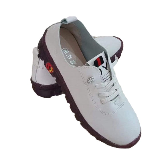 letairis Sneakers Women Shoes Platform Loafers Leather Wear Flat Slips-On Shoe Plus Size Breathable Skin Friendly Casual Shoe White 36