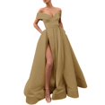 thumbnail image 2 of Robes de Bal Longues Fendues en Satin de Soirée avec Poches, 2 of 4