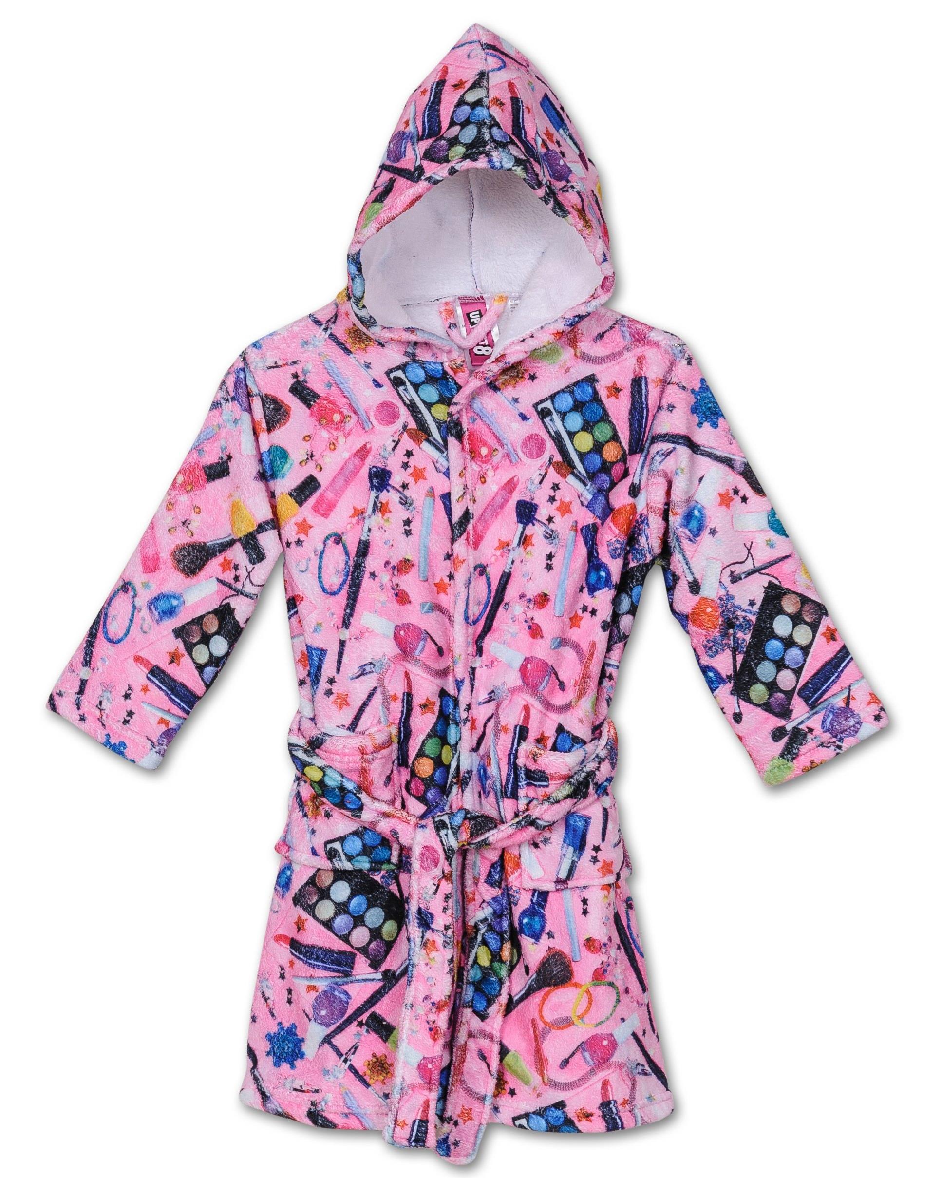 Up Past 8 Girls' Bathrobe Fuzzy Hooded Robe Sleepwear