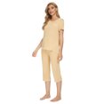 thumbnail image 3 of MINTLIMIT Ensembles de Pyjama Unis pour Femmes, Hauts à Manches Courtes et Pantalons Capri, 3 of 5