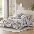 thumbnail image 4 of Regency Heights King Size Comforter Set, 9-Piece Bed in a Bag King, Round Geometric Print Bedding Comforter Set with Sheets, Tan/Gray, 4 of 10
