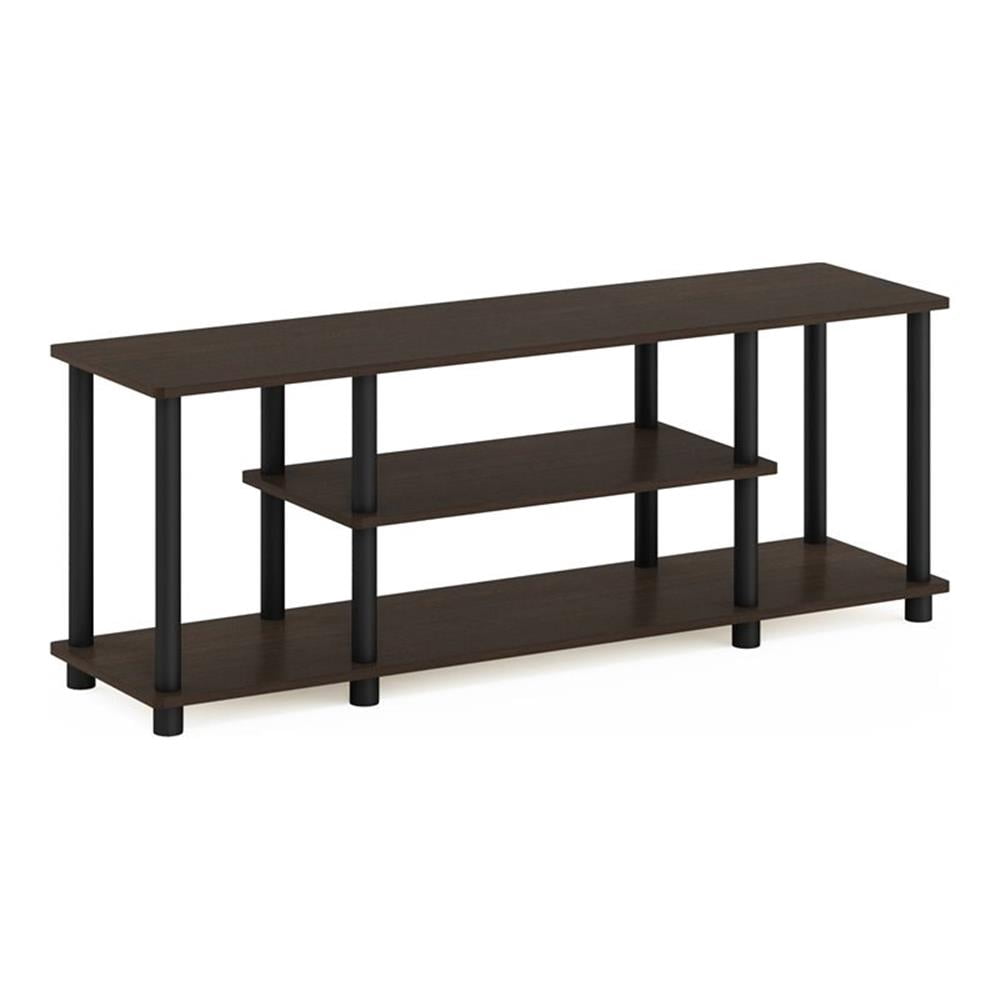 Pemberly Row Wood Entertainment TV Stand for TV up to 50" in Dark Brown
