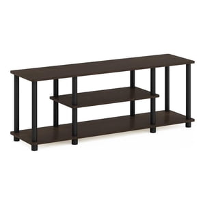 Pemberly Row Wood Entertainment TV Stand for TV up to 50" in Dark Brown