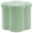 thumbnail image 1 of Bouclair Sage Green Bouclé Clover Shaped Collapsible Storage Ottoman Footstool Bedroom Living Room, 1 of 5