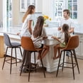 thumbnail image 2 of Homy Casa Set of 4 Swivel 26 inch Bar Stools with Footrest Upholstered Seats for Kitchen Dining Home Bar, Cognac Faux Leather, 2 of 10