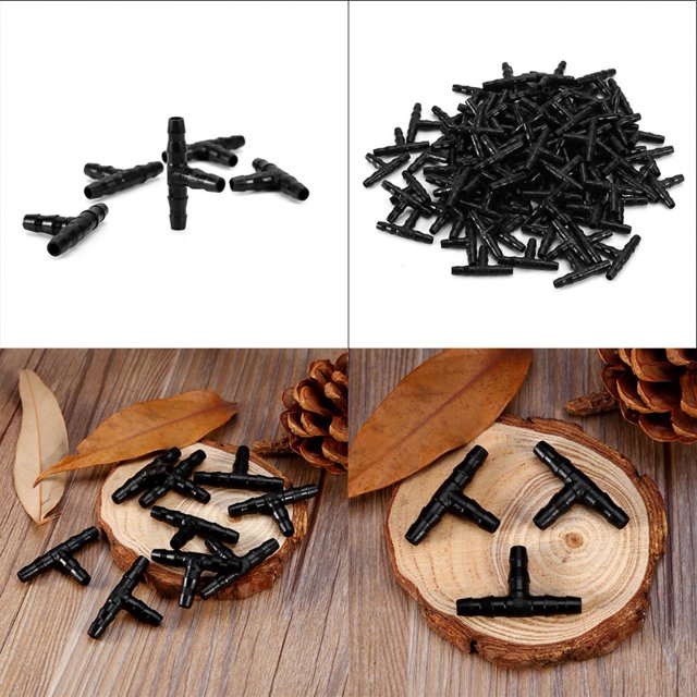 100PCS Barb Tee Fittings T Shaped Hose Pipe Fitting Joiner Drip System T Pipe Hose Barb For Drip Watering Systems