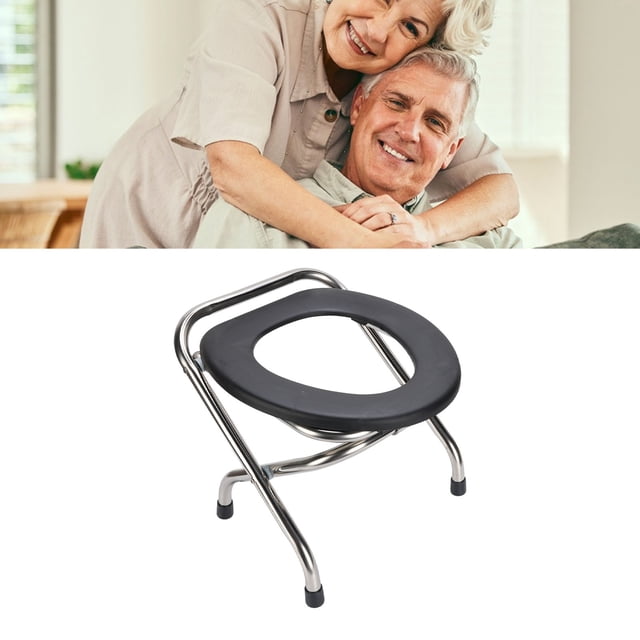 Chaise-combinaison Pliante Portable en Acier Inoxydable Antidérapante Chaise de Toilette Ergonomique pour Adultes