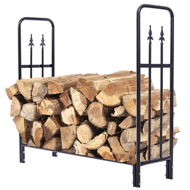 Costway Support de Rangement en Bois pour Bois de Chauffage Extérieur en Acier Robuste de 4 Pieds
