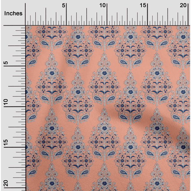 oneOone Polyester Lycra Fabric Floral & Paisley Block Printed Craft Fabric BTY 56 Inch Wide