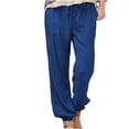 thumbnail image 2 of BEFOKA Pantalons pour Femmes Grande Taille, Pantalons d'Été en Liquidation pour Femmes, Pantalons Décontractés Mode pour Femmes Couleur Unie Élastiques Amples Pantalons Droits à Chevilles Resserrées Pantalons, 2 of 5