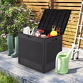 thumbnail image 4 of Gymax 25 Gallon Outdoor Storage Box PP Deck Container w/Rattan Patterns & Lockable Lid Brown, 4 of 10